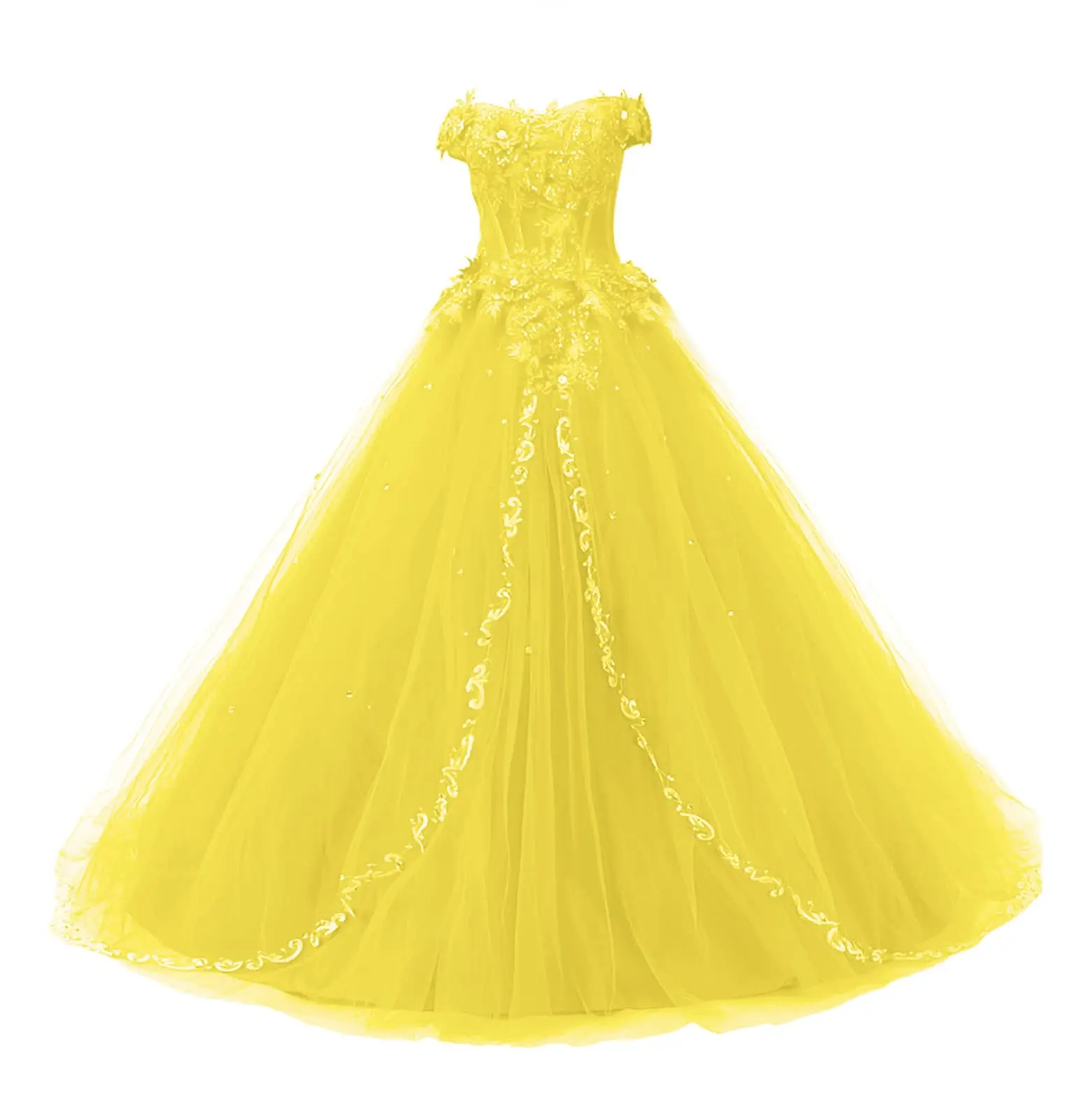 BM Long Ball Gown Quinceanera Dress Lace Formal Evening Gowns Tulle Sweet 16 Prom Party Vestido De 15 Anos