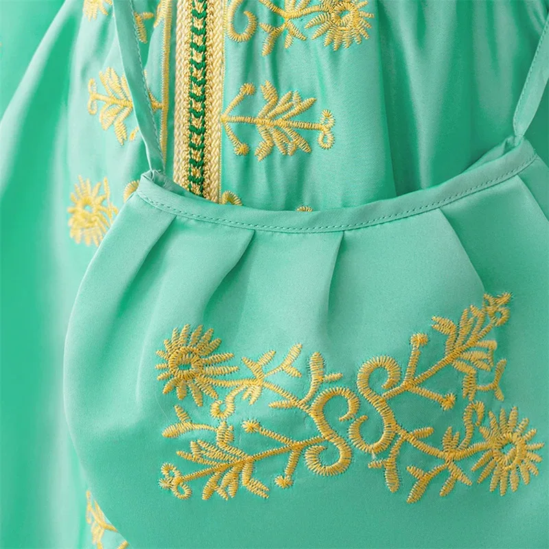 Muslim Festival Clothing Children's Elegant Party Dresses for Girls Embroidered Formal Evening Ceremonial Arabic Eid Long Dress
