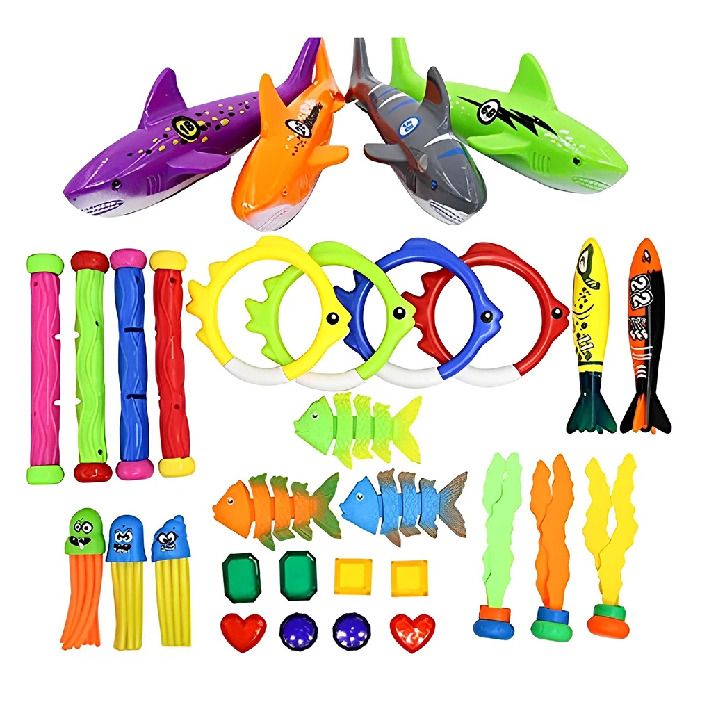 Fun Diving Game Toys Set For Kids - Underwater Experience Non-toxic ABS Swimming Pool Throw And Fetch Variety 94 94