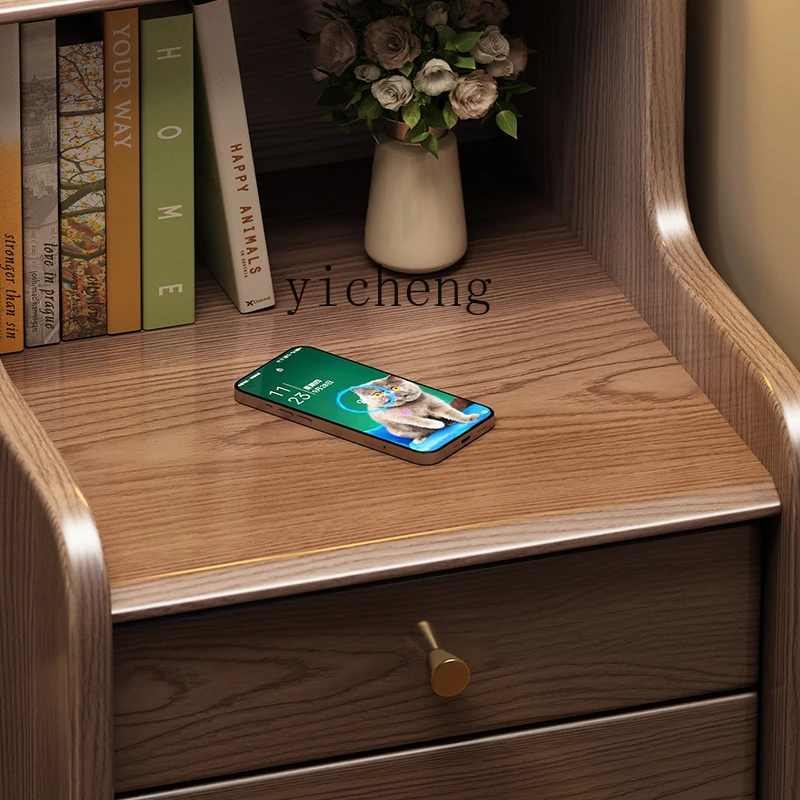 

ZZ solid wood bedside table household bedroom small apartment bedside seam storage cabinet storage bedside storage