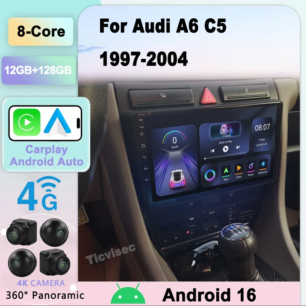 

Car Radio Android 16 Carplay GPS For Audi A6 C5 1997-2004 S6 RS6 Multimedia RDS 2din Autoradio Stereo Video Audio