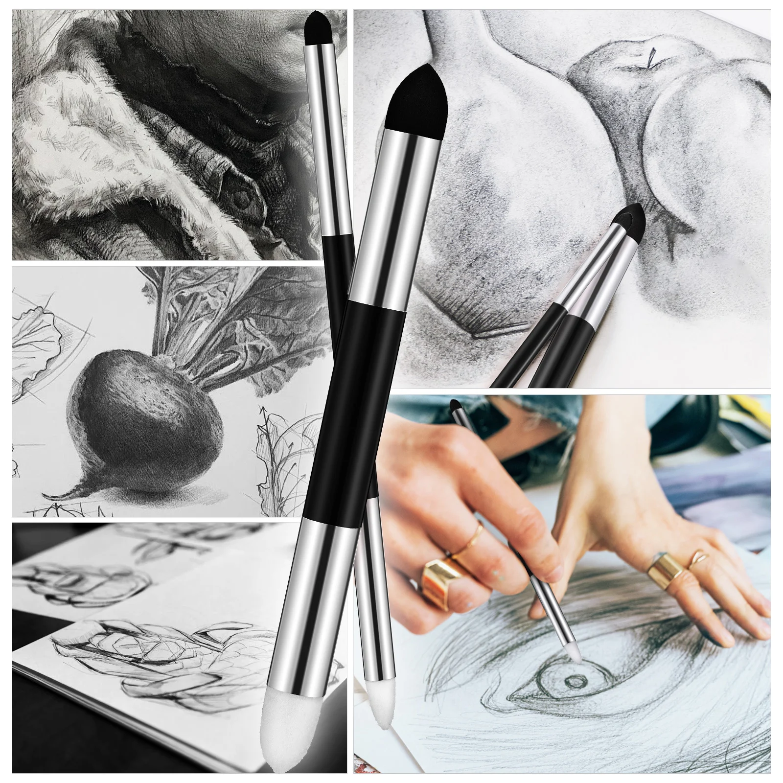 

6Pcs Blending Tools for Drawing Blending Sticks for Drawing Large and Small Tips Versatile Art Supplies Dual Tip Pen