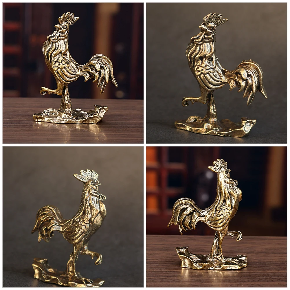 

Retro Brass Chicken Statue Vintage Desktop Ornament Decorative Chicken ing Durable Miniature Adornment Garden Decoration