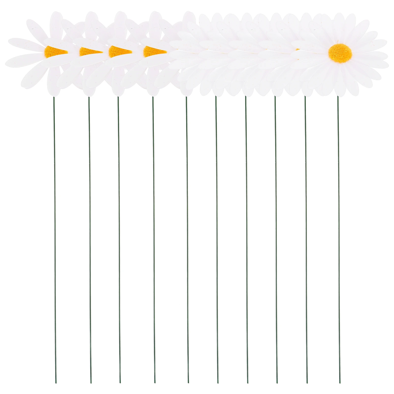 

10 Pcs Outdoor Plant Decor Simulated Daisy Stick Flower Yard Plunger Metal Mother
