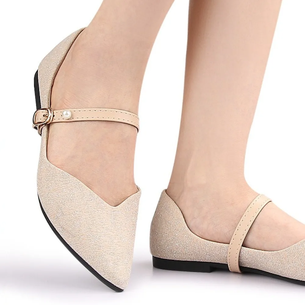 1 пара модных жемчужных туфель на высоком каблуке, регулируемый ремешок с пряжкой, ремешки на каблуке с защитой от падения, нескользящие женские шнурки