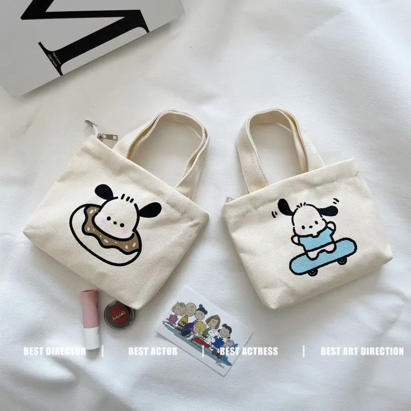 Kawaii Sanrio Handbag Pochacco Pom Pom Purin Anime Cute Student Have A Class Book Cosmetics Storage Shoulder Bag Toys For Girls