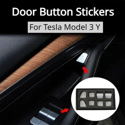 Window Switch Sticker for Tesla Model 3 Y 11pcs Door Handle Open Lift Button Cover Trim Panel Electroplated ABS Plastic 2023