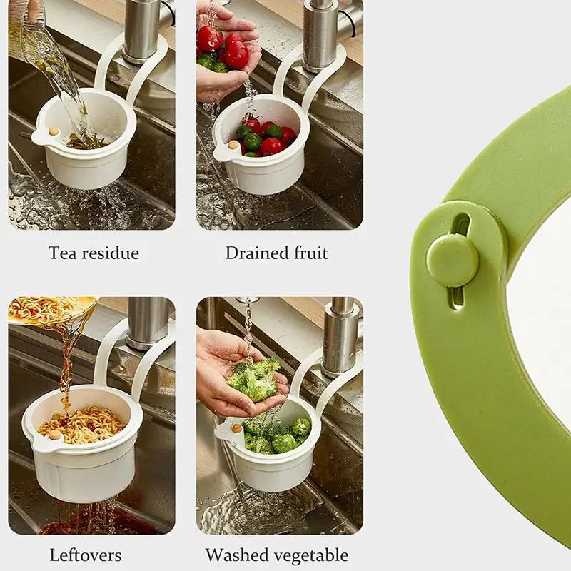 1Pcs Hangable Sink Drain Basket With Separate Filter Press Pour Design For Kitchen Vegetable Food Draining