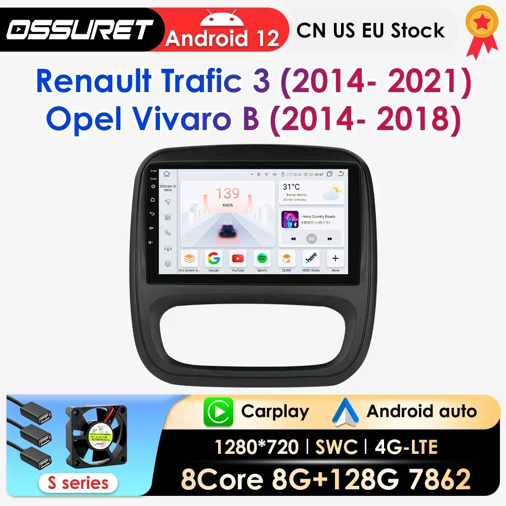 AI Carplay Android Auto Car Radio For Renault Trafic 3 Opel Vivaro B Car Intelligent Systems Audio Navi GPS Autoradio 7862