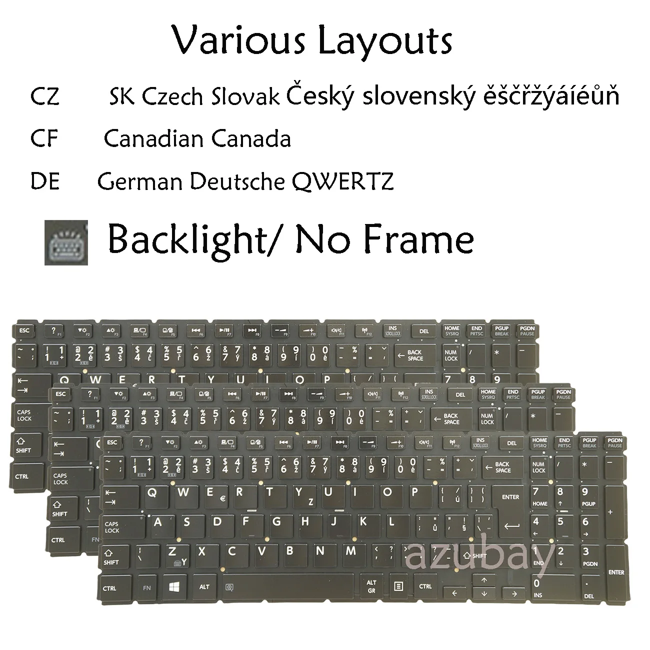 Czech Slovak German QWERTZ Canadian Keyboard for Toshiba Satellite P50W-B P55W-B P50-C P50t-C P55-C P55t-C NSK-V9OBQ Backlit