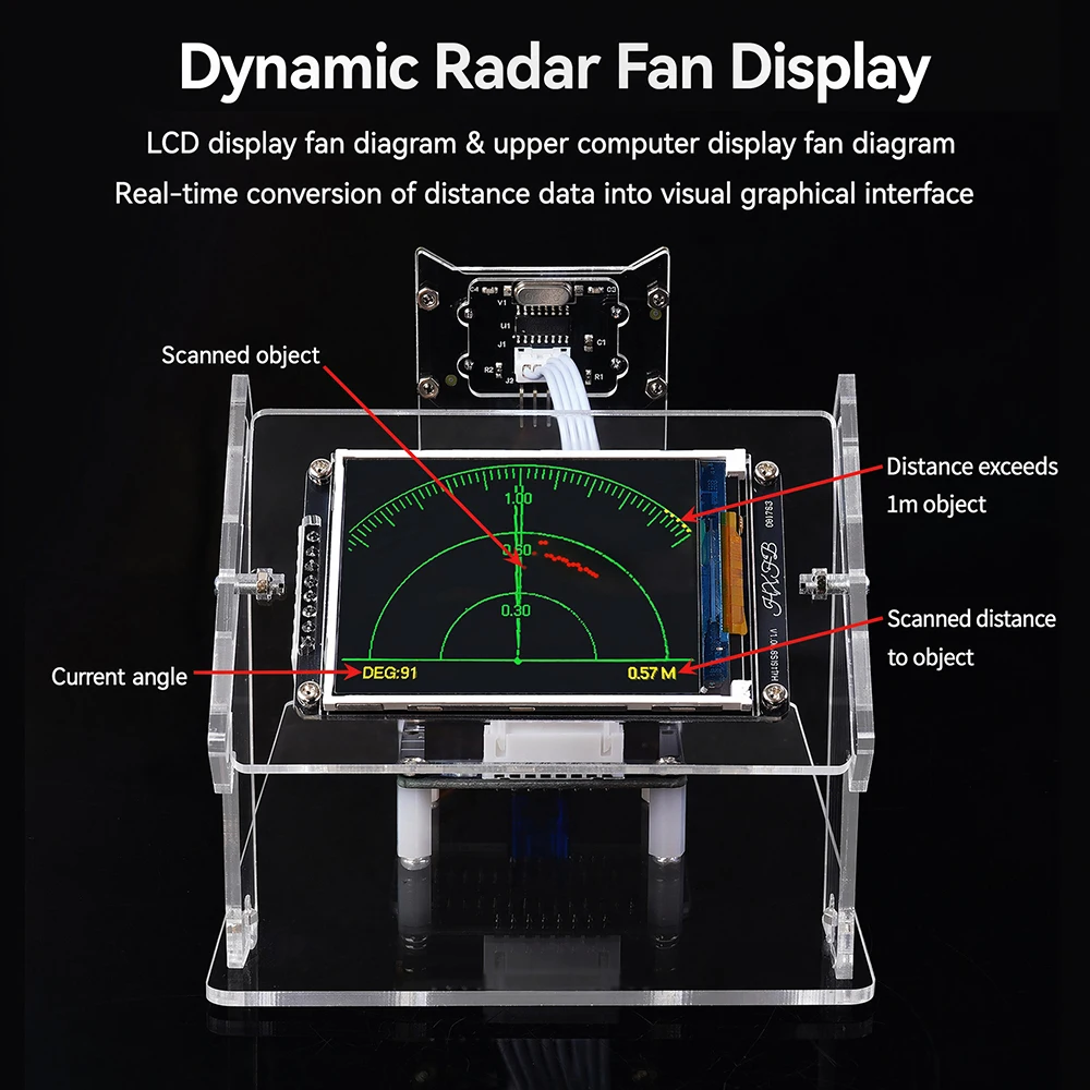 DIY Open-Source Ultraschall-Radar-Scanner-Kit mit LCD-Display, 180-Grad-Scanning zum Programmieren und Lernen, HU-091A Maker-Kit – Detail 8