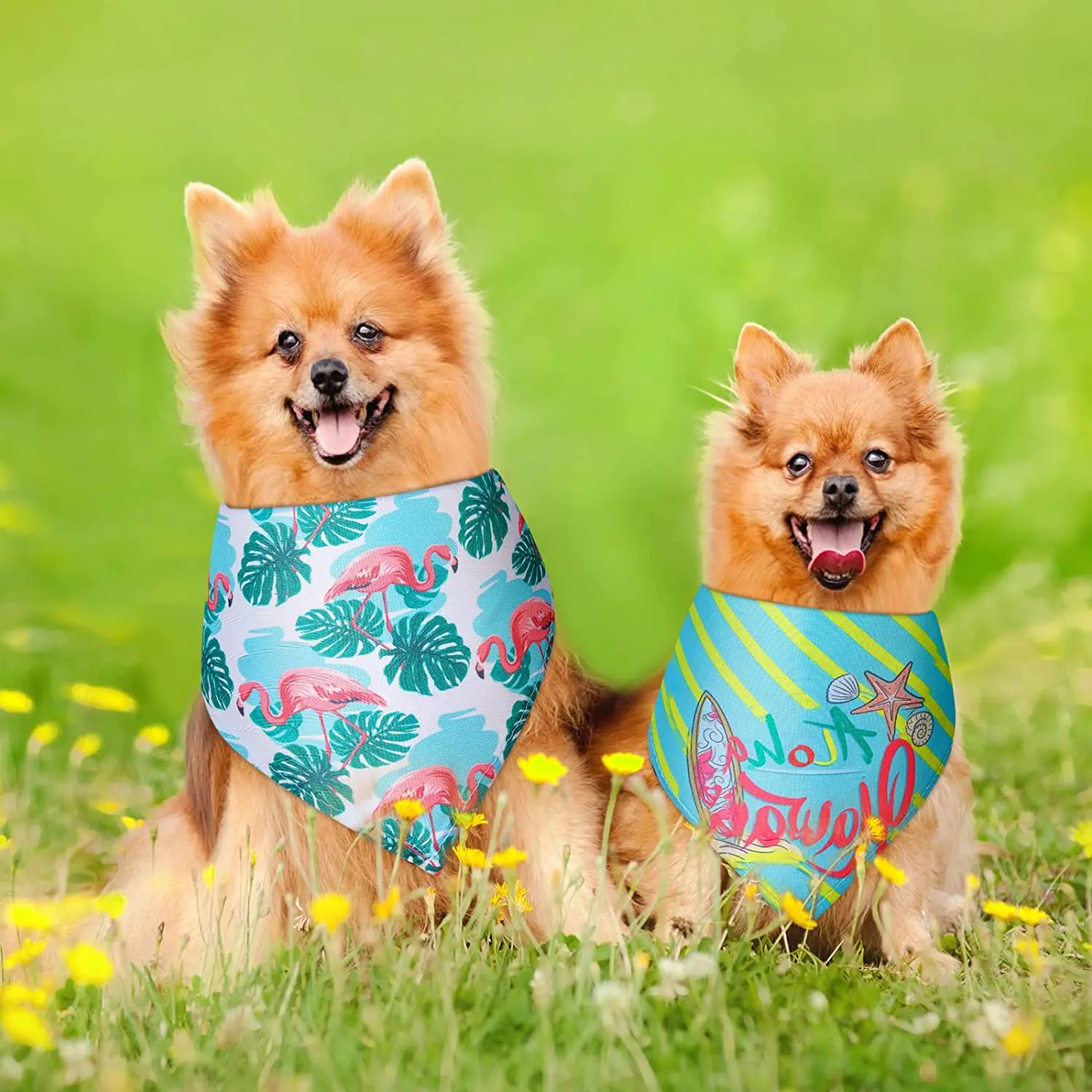 20 Stück Hunde-Bandana, Hundedreieck-Schals, Hund, Sommer, Strand, Bandana, Obst, Flamingo, verstellbares Hunde-Lätzchen für kleine, mittelgroße und große Hunde, Katzen – Detail 4