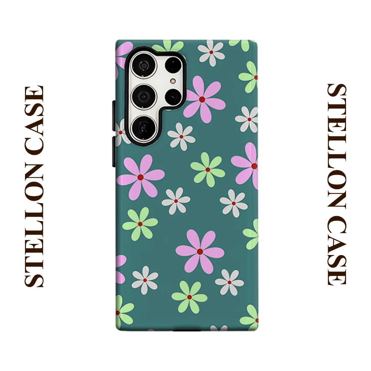 Pastel Daisy Tile For Samsung Galaxy Phone Case S23 S20 S25 FE S24 Plus S26 Ultra 2-IN-1 Shockproof Bumper Hard PC