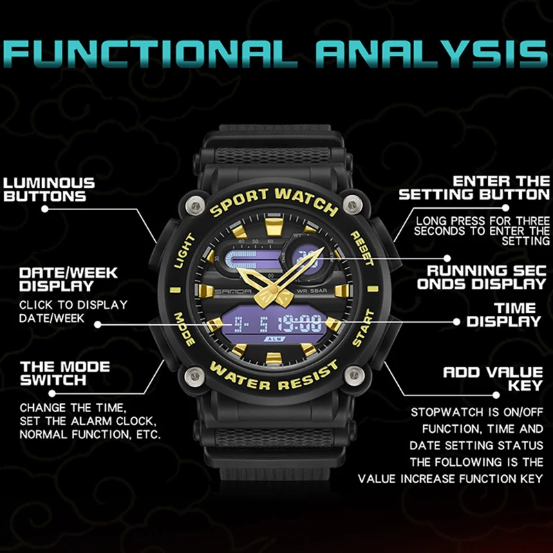 三田ファッションメンズ腕時計ミリタリー G スタイル防水スポーツウォッチアナログ電子 LED クォーツ腕時計新しい高級男時計