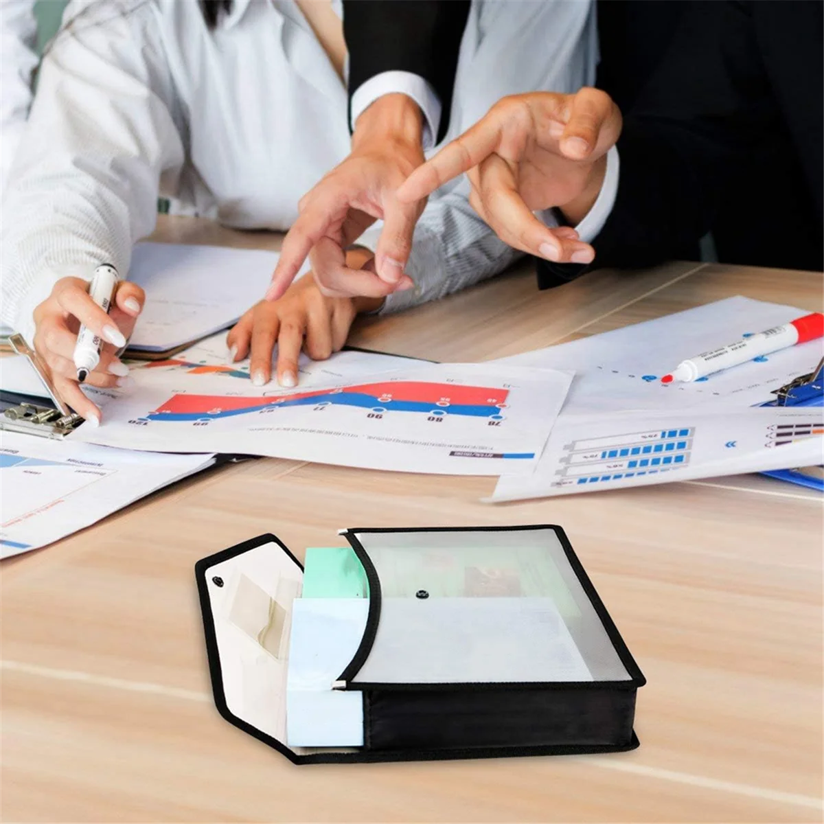 Folder Envelope Expansion File Wallet Storage File Folder with Snap Buckle and Pocket A4 Waterproof Transparent File Bag