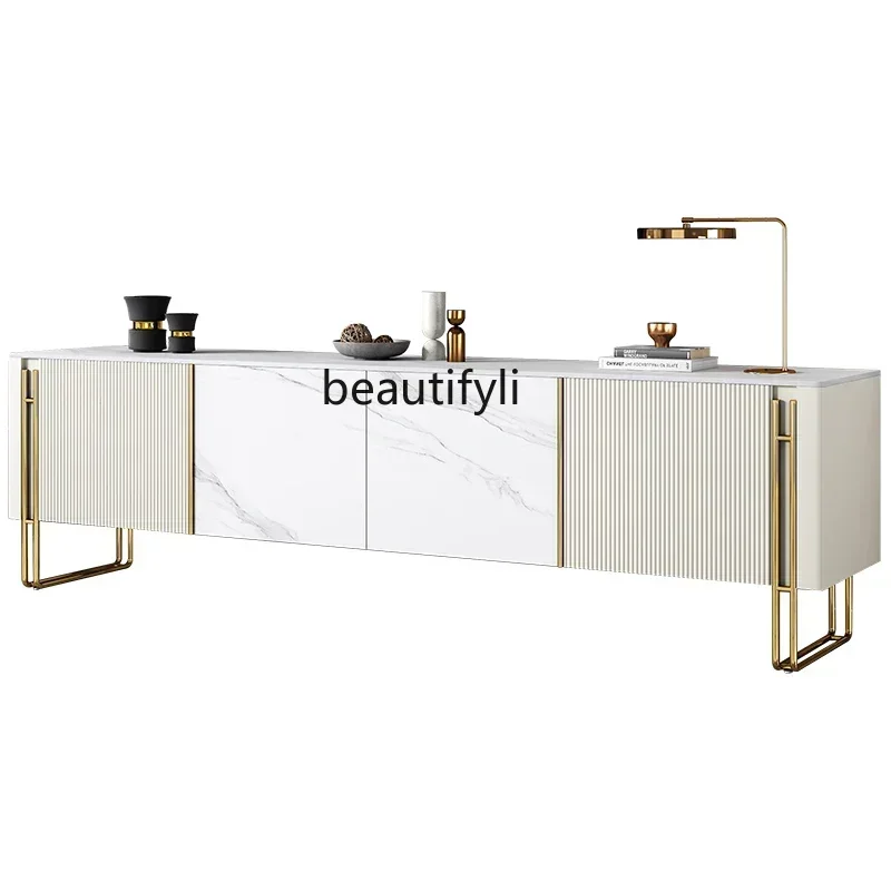 

FG10Modern simple TV cabinet Italian stle light luxur floor cabinet coffee table solid wood villa living room wall cabinet