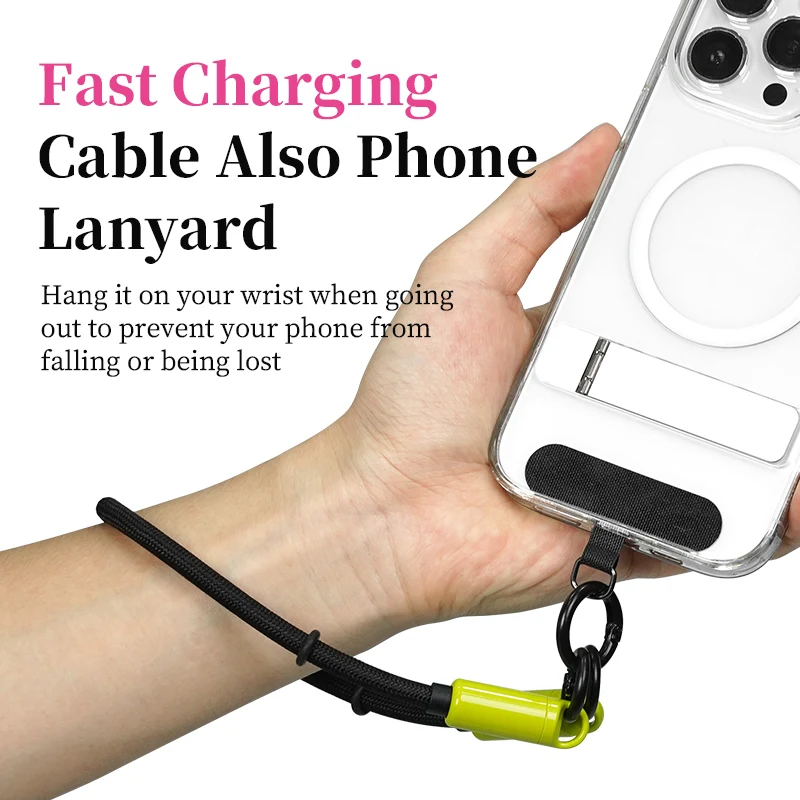 Hagibis Cell Phone Lanyard Type-C Cable Portable Keychain USB C to C Charging Cable Wrist Cord for iPhone 17 Pro Power Bank SSD