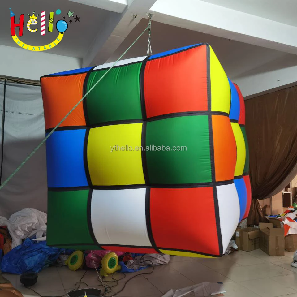 Inflatable PVC Rubik Cube Model Customized LED Inflatable Magic Cube Balloon For Sales