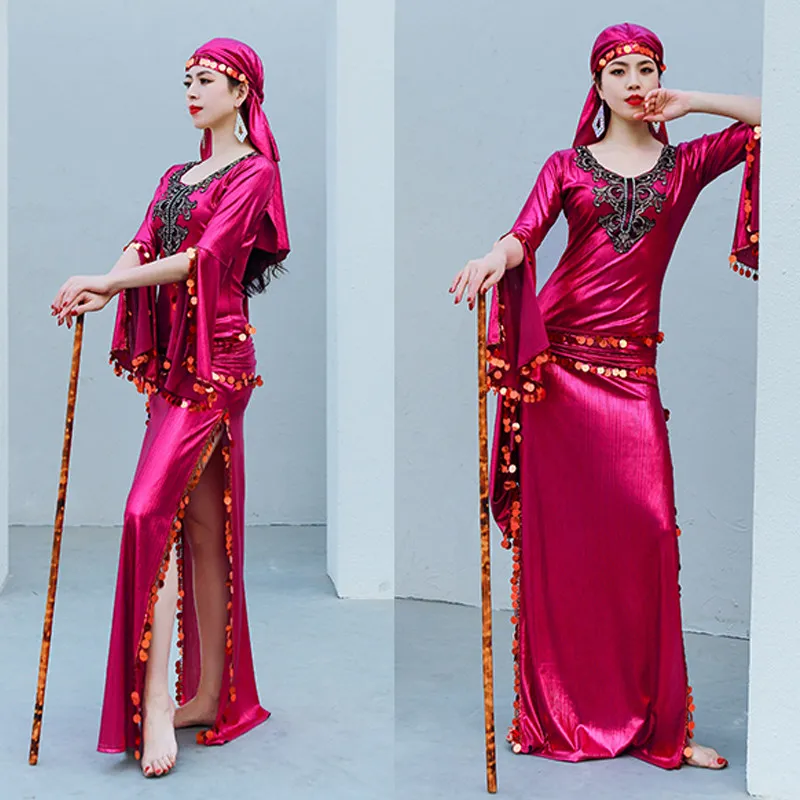 

New Belly Dance Robe Folk Style Individual Group Performance Competition Team Uniform