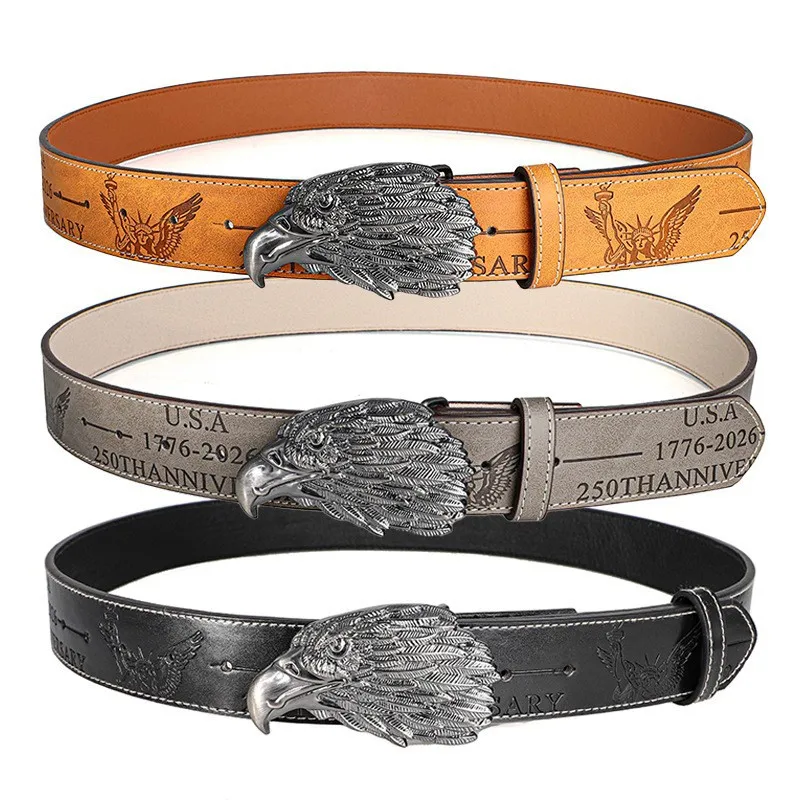 

Модный ремень с пряжкой в виде головы орла в стиле ретро, посвященный 250-летию США - памятный аксессуар, связанный с Днем независимости США