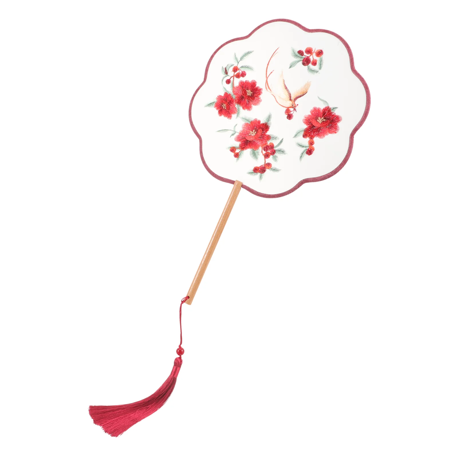 

Translucent Eight Petal Court Vintage Fan Home Vintage Fan Handheld Vintage Fans Wooden Handle Traditional Style Round