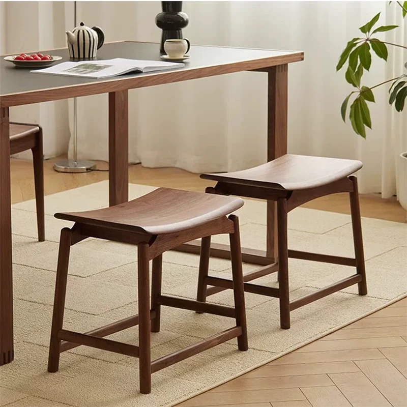 

American Black Walnut Dining Stool Modern Luxury Living Room Bedroom Dressing Stool & Ottomans Furniture Taburetes Madera