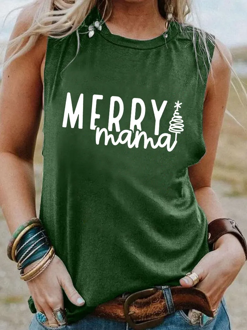 

Merry MaMa New Arrival Mother's Day Sleeveless Tshirt Women Funny Summer Casual Sleeveless Top Tee Gift for Mom Birthday Gift