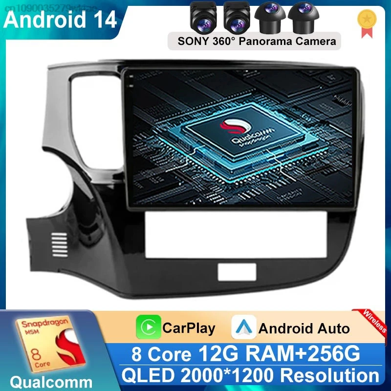 Android 14 Carplay Car Radio For Mitsubishi Outlander 3 GF0W 2018-2021 2din Multimidia Video Player Navigation Head Unit Stereo