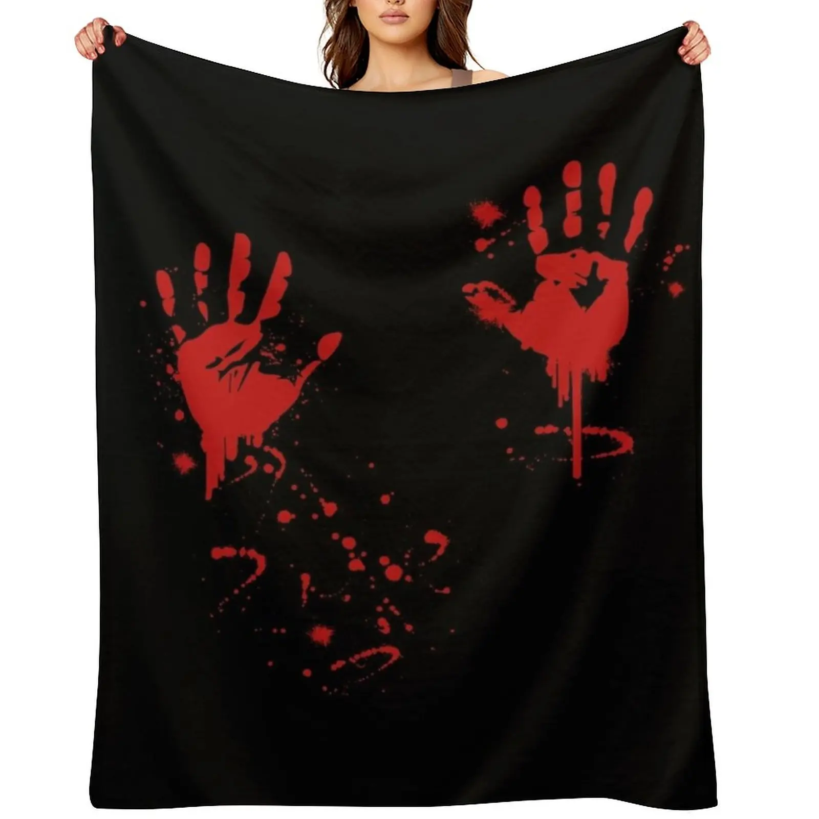 

Halloween bloody hands blood splatter gift idea Throw Blanket Beautifuls warm for winter Luxury Throw Thermal Blankets