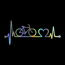 Car Sticker 3D  Bicycle Heartbeat Lifeline Cycling Sticker on Car Funny Stickers and Decals Vinyl Car Styling,19cm*10cm