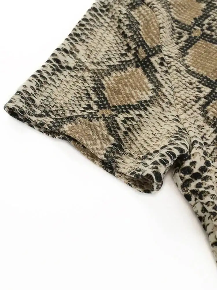 Sexy Vrouwen Snake Print Slim Primer Hoge Kraag Vest Haruku Crop Tank Top T-shirt Femme Meisjes Camis Tops