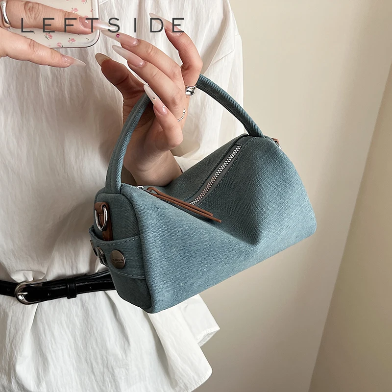 

LEFTSIDE Mini Design Denim Saddle Bags for Women 2025 Y2K Fashion Short Handle Bucket Bag Lady Crossbody Bag Females Handbags
