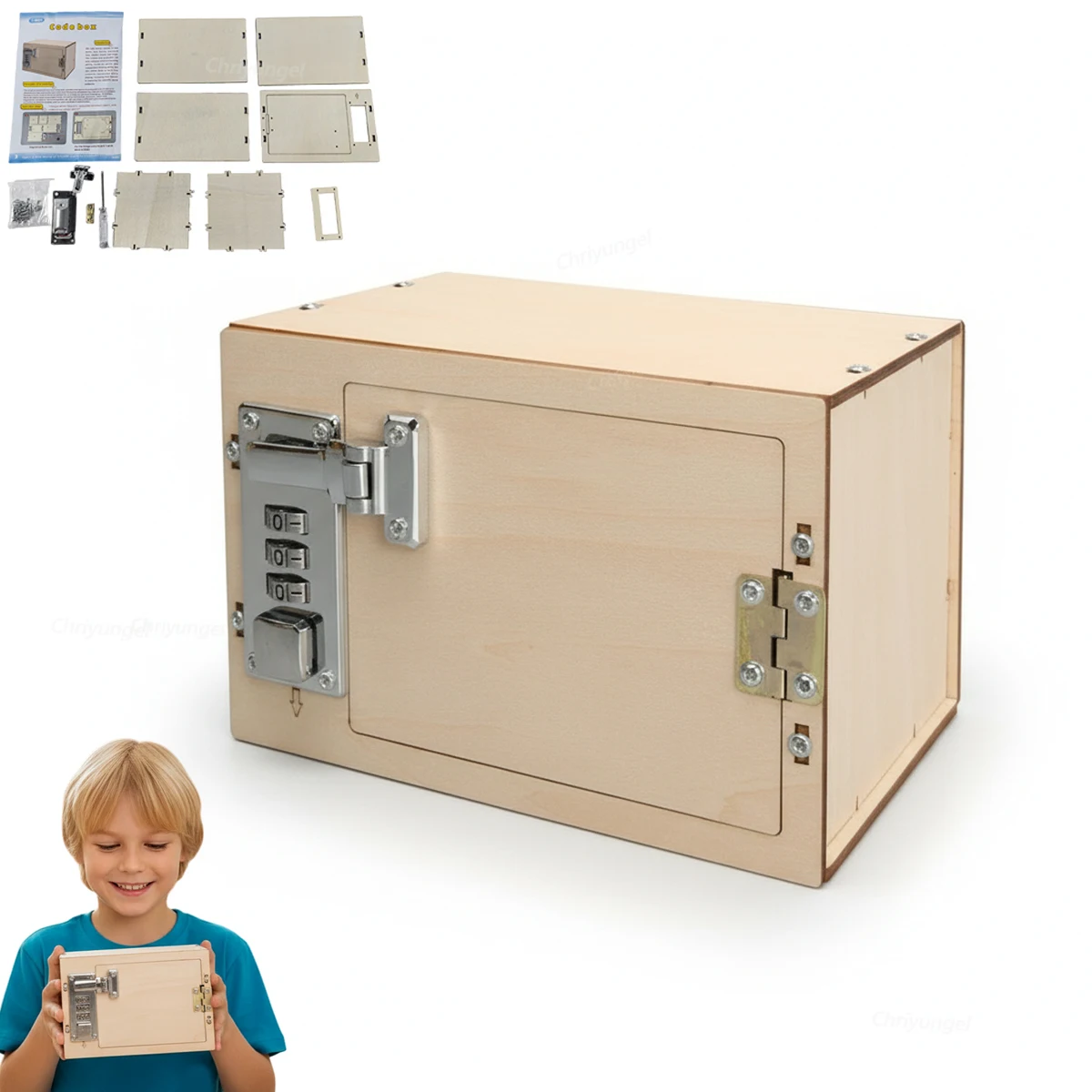 DIY Wooden Mechanical Password Box Kit Money Bank with Combination Lock  Educational Experimental Toy for kids Gift
