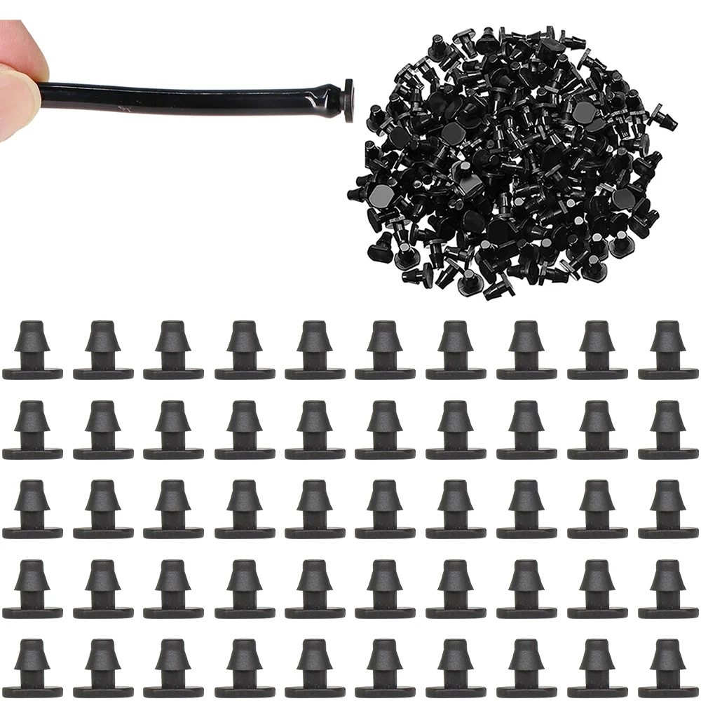 

MUCIAKIE 50PCS 1/4'' Hose End Plug 4/7mm Watering Connectors Micro Tubing Water Stop Garden Drip Irrigation Barbed Stopper Tools