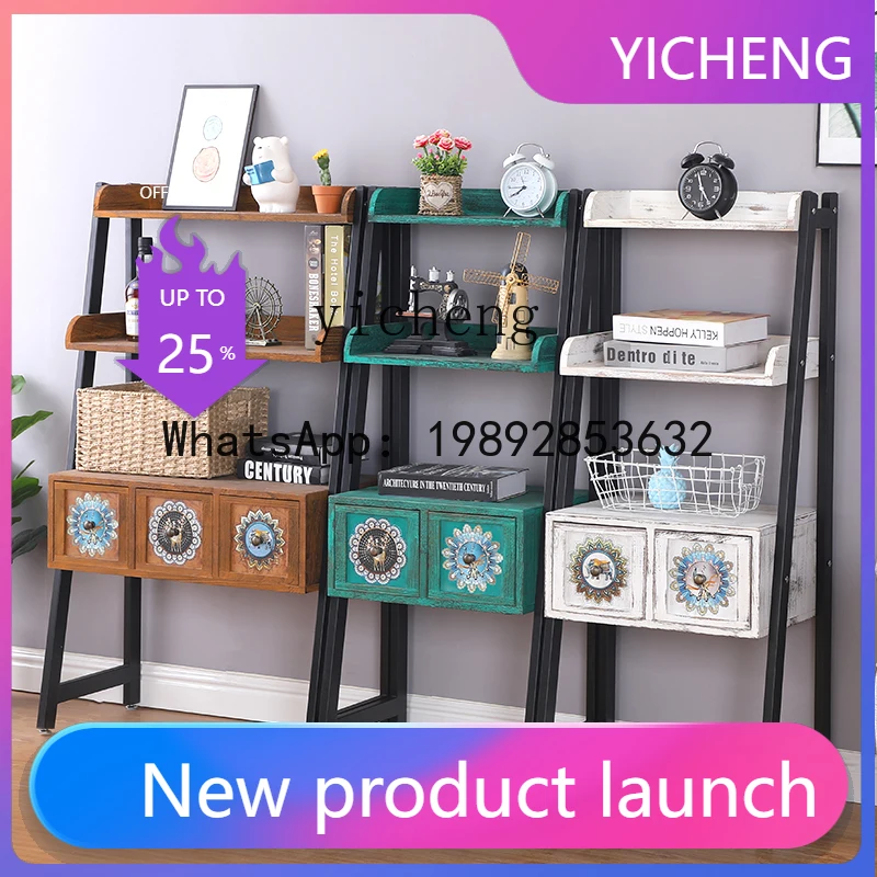 X4  Retro Painted Living Room Storage Rack Balcony Multi-layer Organizer desk decoration home accessories