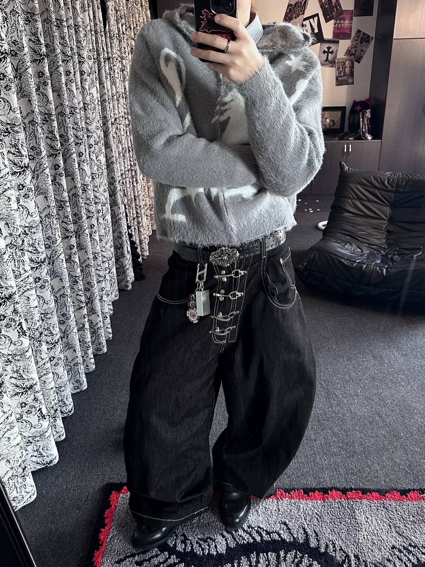 

Ретро-джинсы в стиле американского Западного побережья, мужские, свободные, широкие, с дизайном «Knife Aircrt Bule», винтажные джинсовые брюки