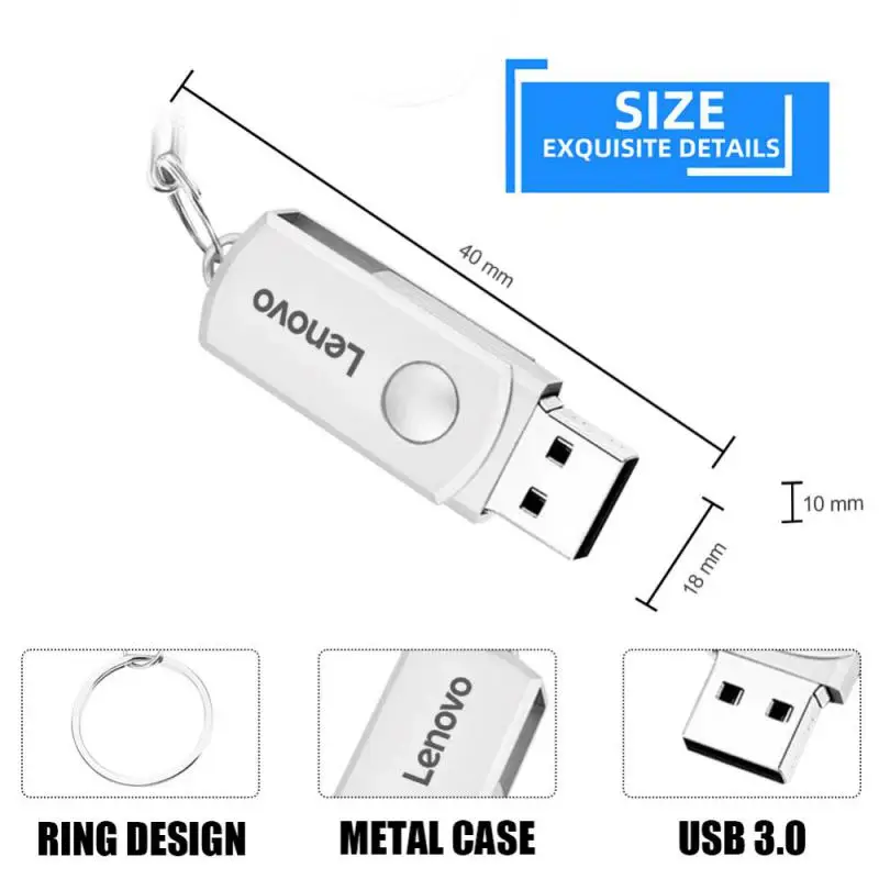 Original Lenovo Pendrive USB 3.0 High Speed Flash Drive 2 Tb Portable Pen Drive 8 TB 4 TB Metal Flash Disk 1TB Usb Flash Drive