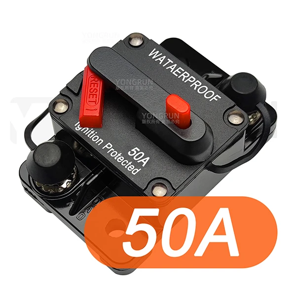 Stroomonderbreker 20A tot 300A Handmatige reset voor autoradiosysteem Waterdichte scheepsstroomonderbreker Resetzekering 12V-48V DC 40A 60A