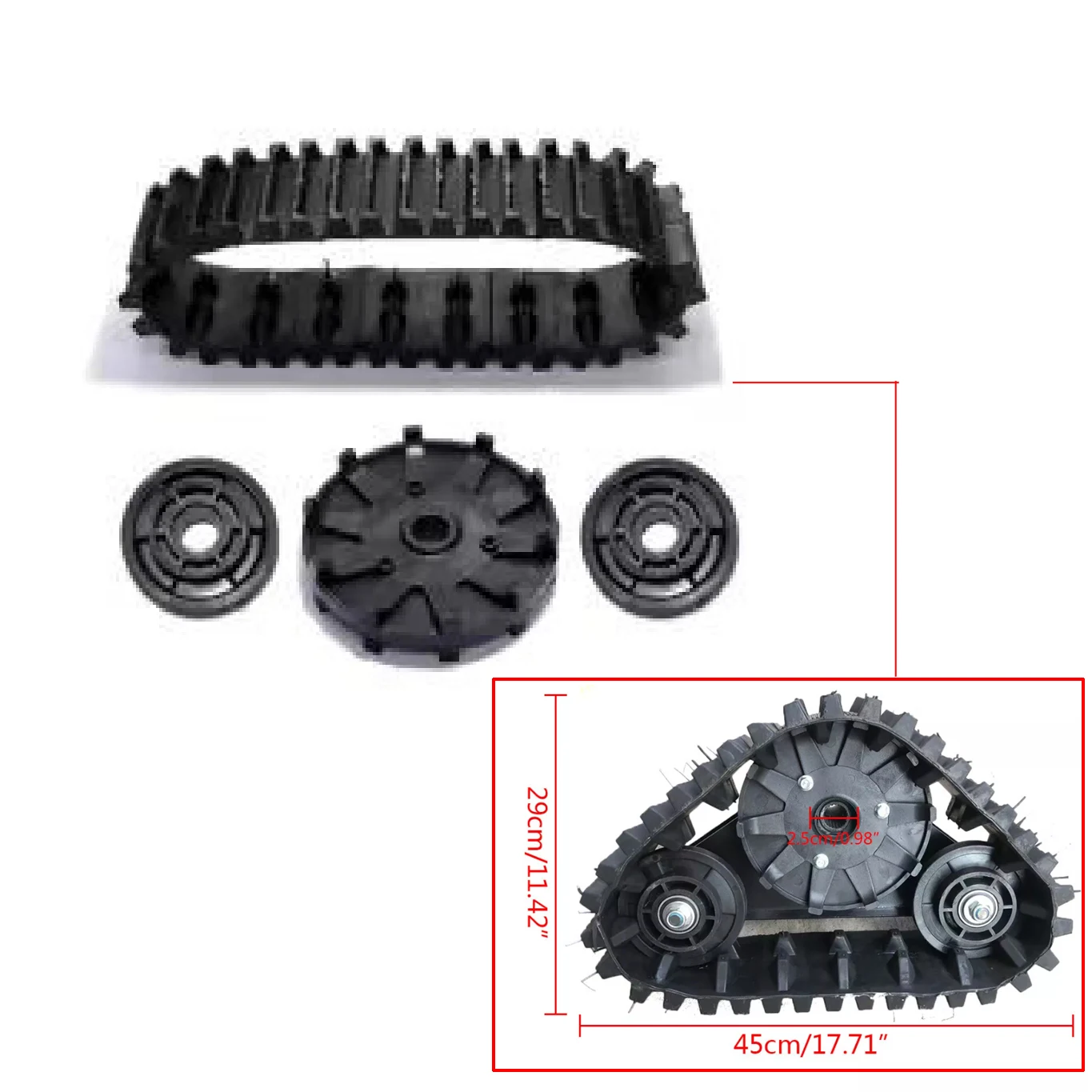 1 SET Width 12cm Spare Part Rubber Tracks with Drive For Size S ATV 4 Wheel Trolley Snow Skin Four Wheel Modification Replace