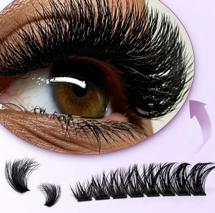 DIY Wimpern-Cluster-Set D-Curl 80D 100D 120D 150D Fluffy Wimpern-Cluster 8-16mm Mix mit Kleber, Versiegelungsmittel und Pinzette – Detail 2