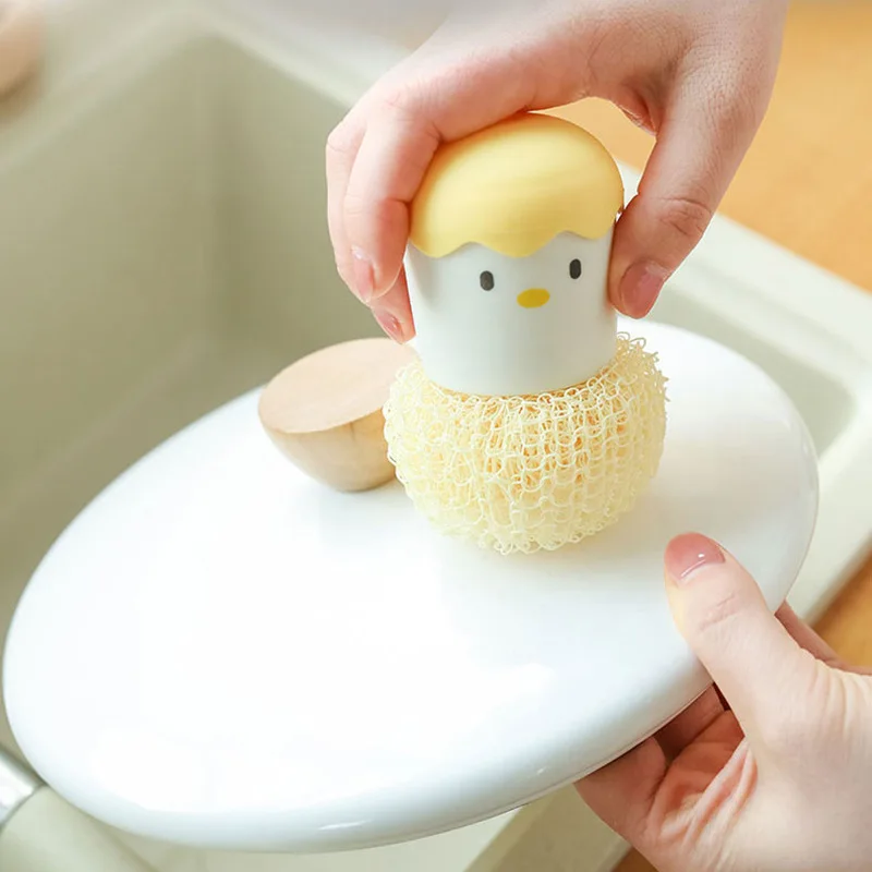 Kitchen Wash Pot Brush Creative Eggshell Chicken Dishes Cleaning Brush Stove Top Decontamination Brush Fiber Cleaning Ball