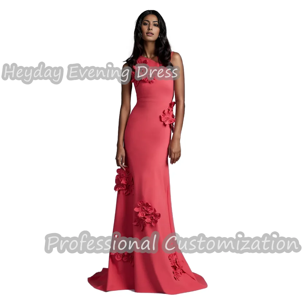 

Heyday One Shoulder Saudi Arabia Sleeveless Mermaid Ruffle Prom Gown Sexy Crepe Floor Length Elegant luxury Dress For Women 2024