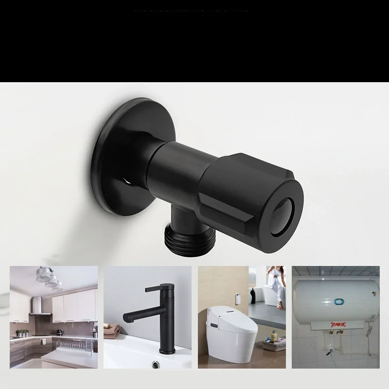 Black Stainless Steel Triangle Valve Hot And Cold Water Stop Valve Copper Core Bathroom Kitchen Toilet Sink For Bathroom Tool