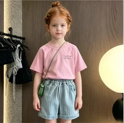 Childrens Sets Clothing Girl Hollowing Out Cool Knitting Vest Summer New Simple Fashion 2024 Thin Knitting Tops Pink