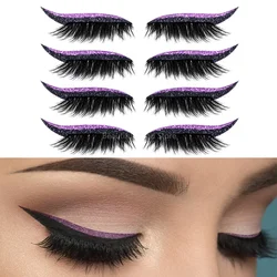 4pairs/pack  Artificial Eyeshadow Party Makeup Easy Use Reusable Self Adhesive with Eyelash Waterproof Eyeliner Sticker Cosmetic