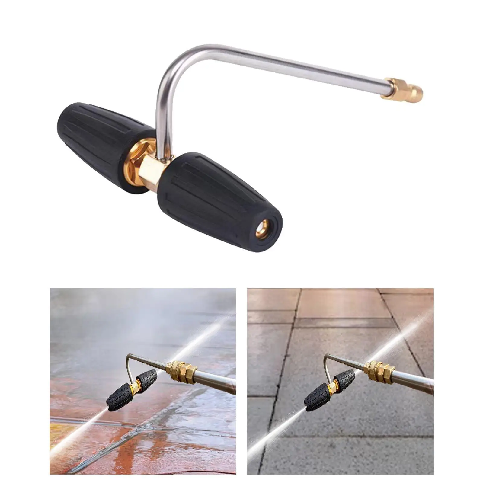 

with 2 Rotary Nozzle Rotary Quick Connect Gutter Cleaner Attachment, High Pressure Rotatable Clean Connect 4000PSI 1/4inch Part