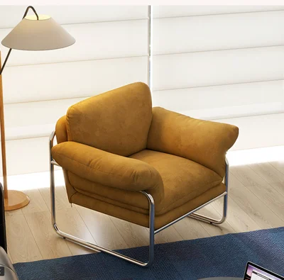 #Mid-century Bauhaus-style Single Armchair Detachable Armrest; Home Living Room Velvet Upholstered Lounge Chair Minimalist Chair