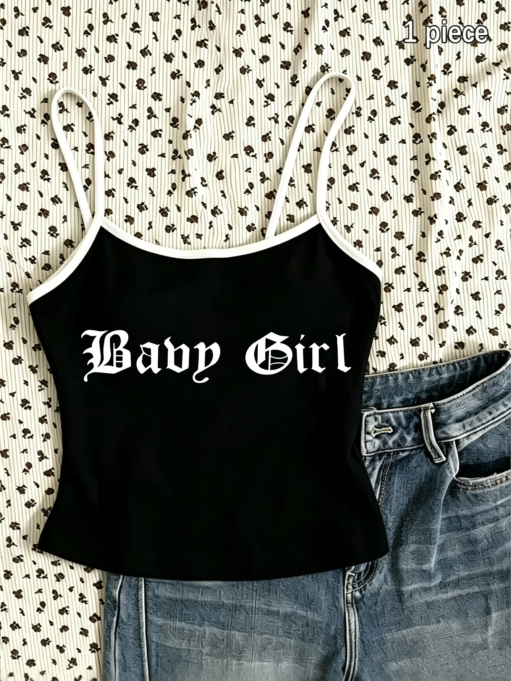 Y2k Chic Girls Letter Print Retro Funny Camisole Top Casual Crop Top Vest 90s Women'S Tank Top Clothes Fashion