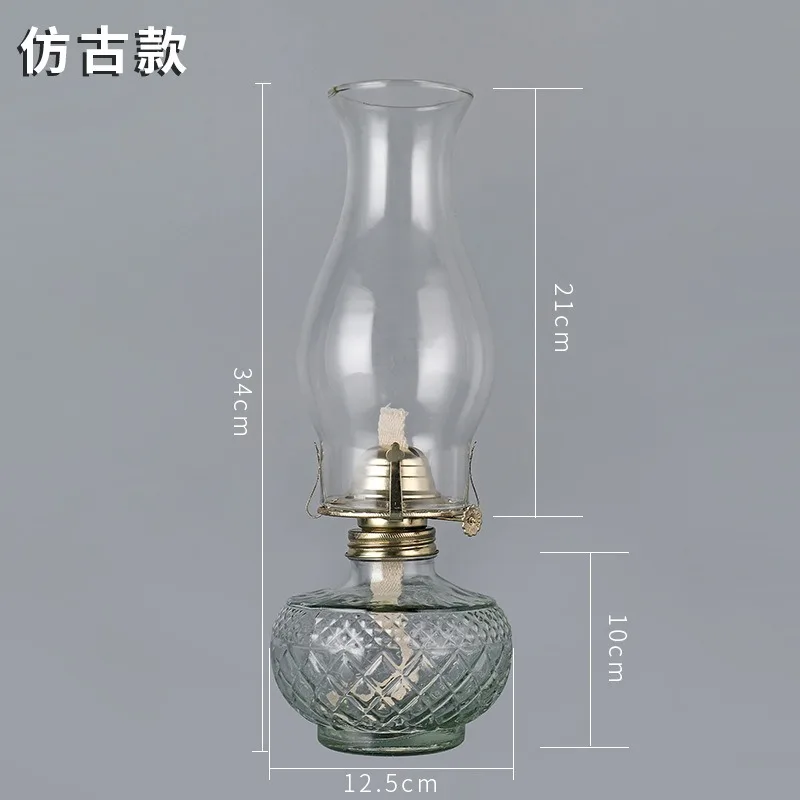 Large Vintage Glass Oil Lamp Antique for Indoor Use Emergency Lighting Decor Hurricane Oil Lamp with Regulator L888#