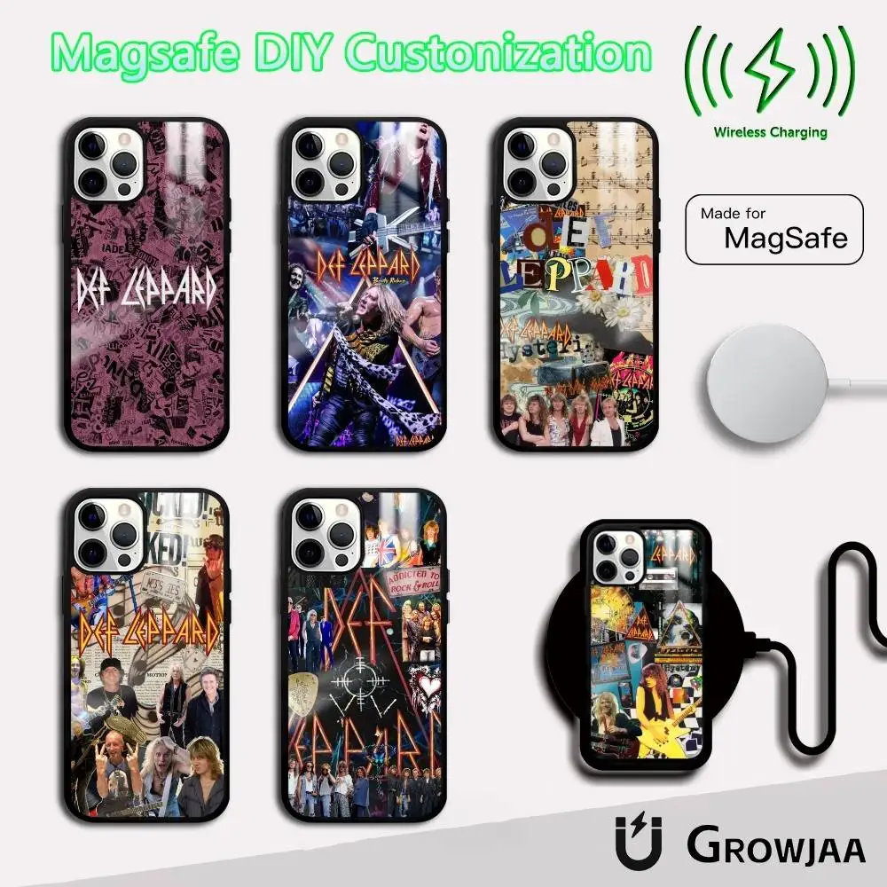 

D-Def L-Leppards Band Phone Case For IPhone 16 15 14 13 12 11 Pro Max Plus Mini Magsafe Mirror Wireless Magnetic Funda